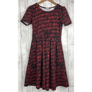 Lularoe Amelia Red And Black Pockets Pleated Zipper Dress